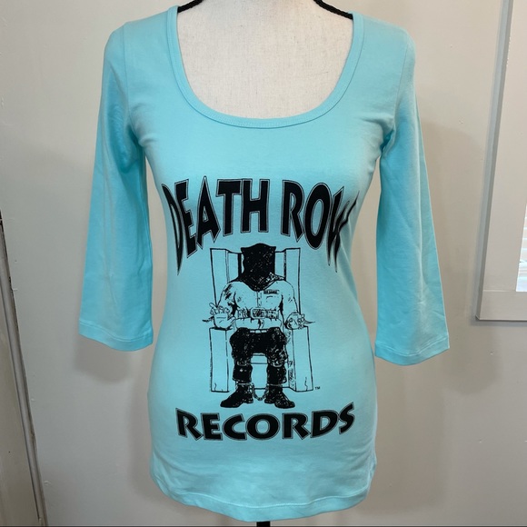Jennifer Adams Death Row Records Square Neckline Top Color Baby Blue. Size S - Picture 2 of 9